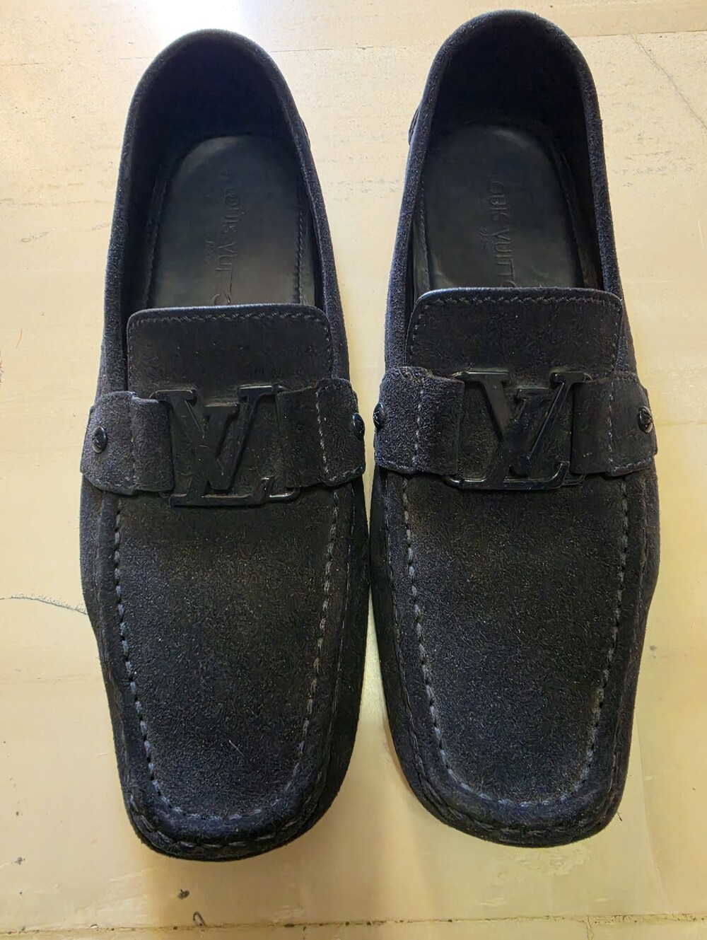 Louis Vuitton Men's Blue Suede Moccasin Loafers